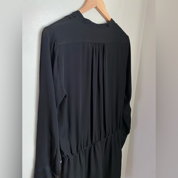 NILI LOTAN Henley Button Down Silk Dress Black Size Medium Luxury Minimalist - Picture 7 of 15